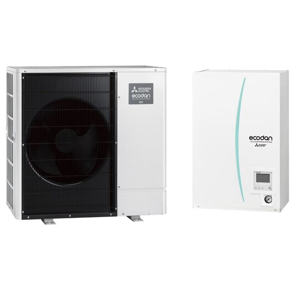 Mitsubishi Electric Ecodan 10 kW gaiss-ūdens siltumsūknis ar iekšējo bloku Hydrobox un āra bloku Power Inverter PUD-SWM100YAA