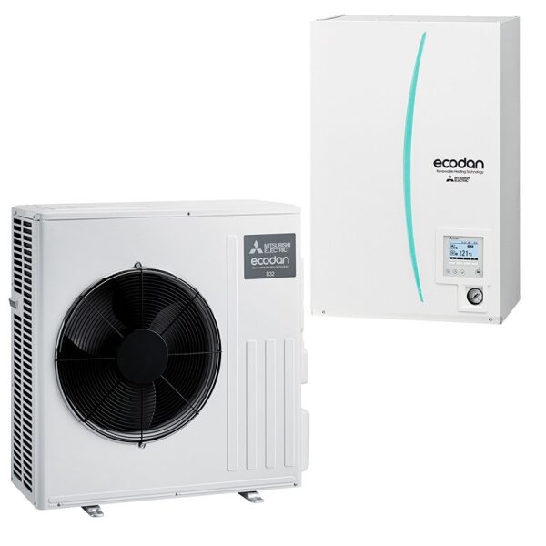 Mitsubishi Electric Ecodan 6 kW gaiss-ūdens siltumsūknis ar iekšējo bloku Hydrobox un āra bloku Eco Inverter SUZ-SHWM60VAH-SC